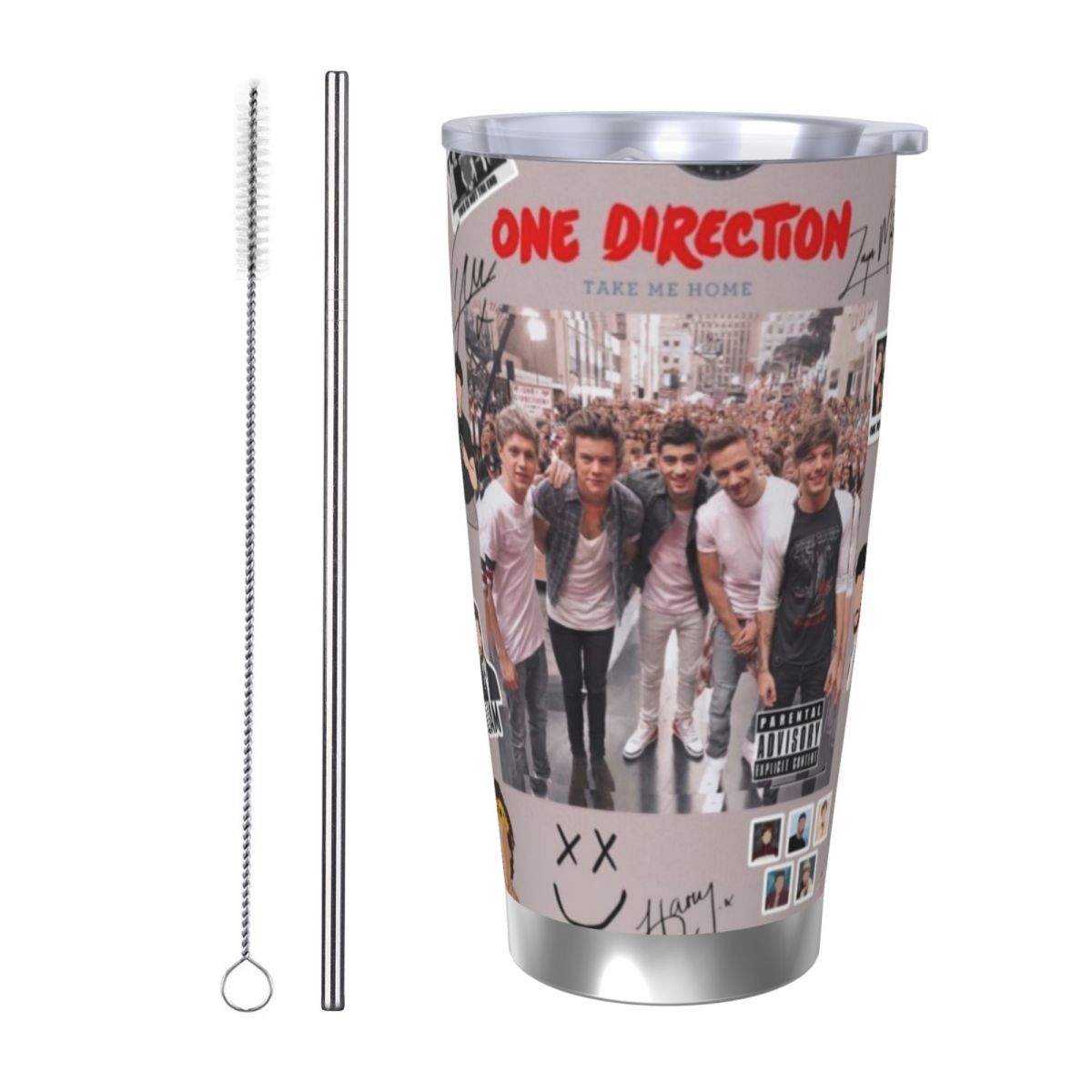 Stainless Steel Straw - O-One-D-Directions 20oz Edelstahl Auto-Becher mit Strohhalm